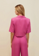 Blusa Morena Rosa decote em V com botão pink 