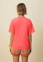 T-shirt Morena Rosa decote V detalhe ribana pink 