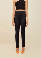 Calça Morena Rosa skinny cos alto com rebite preto