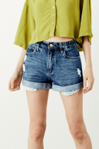 Shorts ALLS curto jeans elástico no cos denim