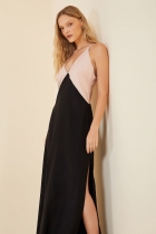 Vestido My Place bicolor bojo dct preto/concha 