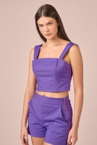 Short My Place tricoline básico violeta 