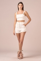 Short My Place crepe branco 