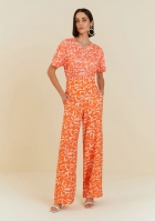 Calça Morena Rosa pantalona com elástico