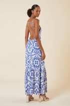 Vestido My Place longo decote reto estampa ibiza