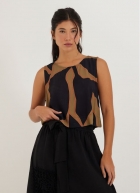 Blusa Cantão sem manga est maxi folha 