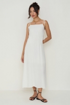 Vestido ALLS midi alças amarração acinturado 