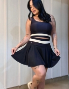 F544-SHORT SAIA RODADINHO COM RECORTES NO COS