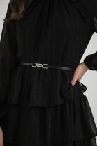 9038303LP02440 - VESTIDO CURTO MANGA LONGA COM BABADOS PRETO 40