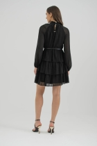 9038303LP02440 - VESTIDO CURTO MANGA LONGA COM BABADOS PRETO 40