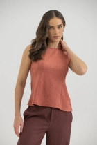 9038384LP0120G - BLUSA REGATA EM SUEDE FERRUGEM G