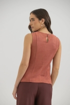 9038384LP0120G - BLUSA REGATA EM SUEDE FERRUGEM G