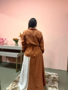 1958G - VESTIDO LONGO - G - BICOLOR PANAMA NAT/TERRA