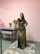 45216 - VESTIDO LONGO VELVERT COM FENDA LUARA