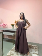1947 - VESTIDO MIDI - GG - VISCOLINHO MARROM