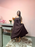 1947 - VESTIDO MIDI - GG - VISCOLINHO MARROM