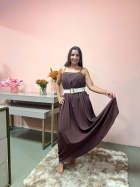 1947 - VESTIDO MIDI - GG - VISCOLINHO MARROM