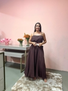 1947 - VESTIDO MIDI - GG - VISCOLINHO MARROM