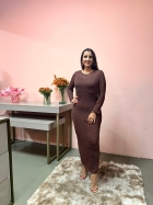 9037684LP - VESTIDO TRICOT MANGA LONGO PONTO TELADO